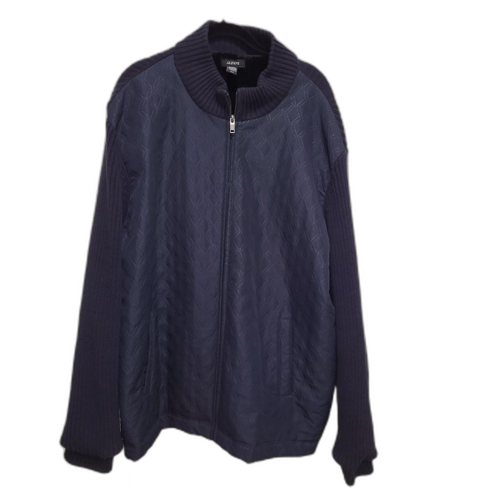 Navy Quilted Zip-Up Jacket
